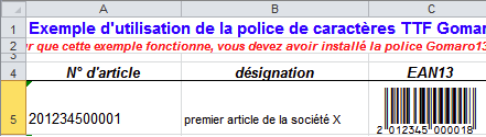 Gomaro 13 et MS Excel